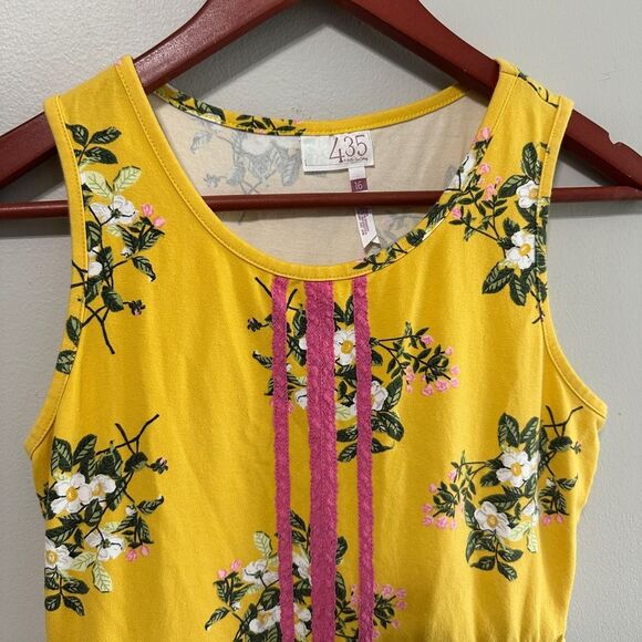 435 by Matilda Jane Girls Twirl Dress Size 16 Yellow Floral Sleeveless Fall - Picture 2 of 3